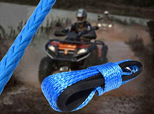 Qiqu Winch Rope 3/16 Inch Synthetic Winch Rope For Electronic Winch On Atv/Utv/Snowmobile With Sleeve And Thimble (3/16''X50Feet, Blue) #TOP5