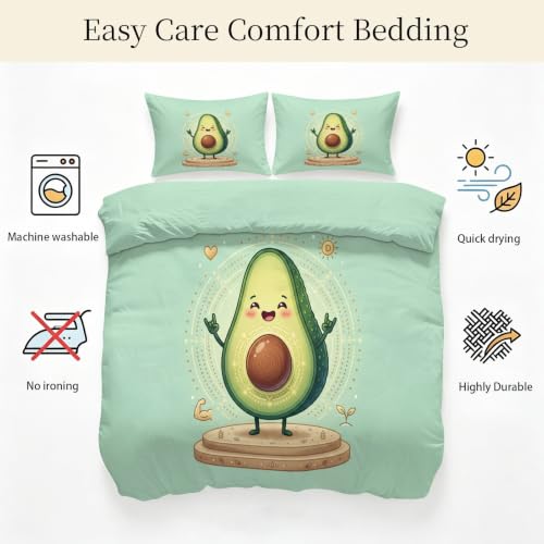 Housse de couette 220x240 cm parure de lit microfibre brossée avocat vert
