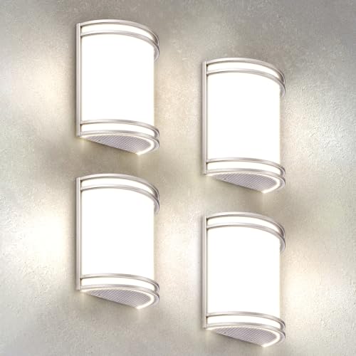 Image of ASD LED Indoor Wall Mount Light Fixture - 10 Inch Modern Interior Brushed Nickel Wall Sconce Lighting - 3000K 4000K 5000K Adjustable - Half Cylinder Hallway Light Fixture - ETL & Energy Star 4 Pack