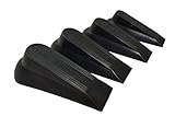 Door Stop | 4 Pack | Flexible Black Rubber Door Stopper Easily Wedges Door Gaps up to 1.6 Inches | Baltic Living Doorstop (Black)