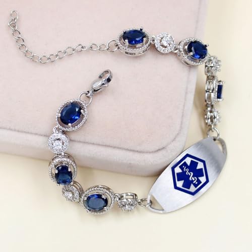 Personalized Medical Alert Bracelets for Women,Customized Medical Bracelet for Woman,Engarved Medic Id bracelets,Diabetic Bracelet Type 2,Epilepsy Allergy bracelets for Women3