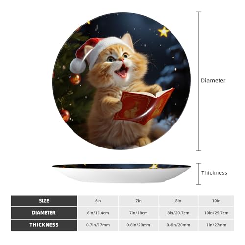 Assiette décorative chat de Noël en céramique pour mur du salon