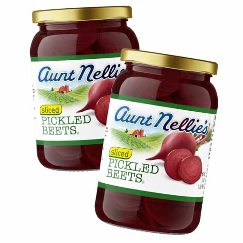 Aunt Nellie’s Sliced Pickled Beets | Tangy, Earthy, Sweet and Delicious | Deep Vibrant Ruby Red-Purple | Grown in the USA | Smoothies, Salads, Side Dishes (16oz, 2-Pack)