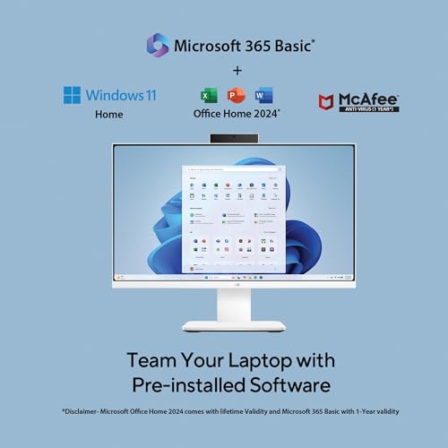Image of ASUS V470 AiO,13th Gen, Intel Core i3-1315U,8GB /512GB, FHD, 27 inch(68.5cm),Retractable Camera,Windows 11, M365 Basic(1yr)* Office24, White, 9 kg,V470VAB-KWPE003WS,Wireless Keyboard & Mouse, All in One PC
