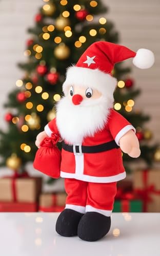 Image of Tickles Christmas Santa Claus Plush Soft Toy Soft Stuffed for Kids Room (Color: Red & White Size: 30 cm)
