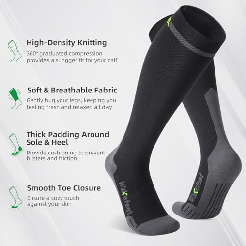 Image of Medical Compression Socks for Men & Women, 3 Pairs 20-30mmHg Knee High Graduated Compression Stockings for Circulation, Swelling, Varicose Veins, Flying, Travel, Nurses, Running, Pregnancy