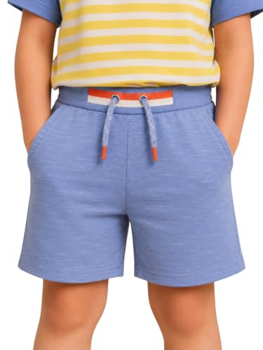 Image of Pilolo Kids Soft Cotton Terry Lycra Adjustable Drawstring Pocket Shorts for Boys