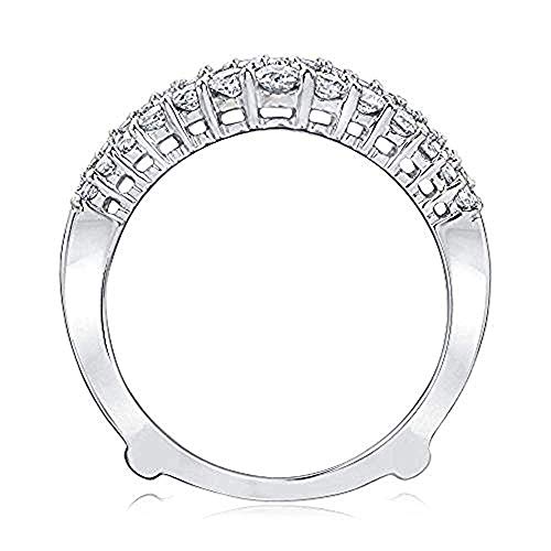 Double Solitaire Enhancer Round 1.00ct Simulated CZ Diamonds Ring Guard Wrap Jacket 14k White Gold3