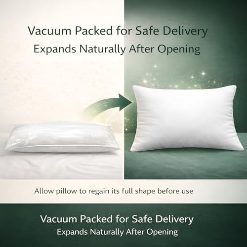 Image of DALUCI Microfiber Sleeping Pillows Set of 4 - Soft Adjustable Bed Pillow 16 x 24 Inches (41 x 61 cm) Standard Size for Back, Side & Stomach Sleepers | Breathable & Washable White Pillows