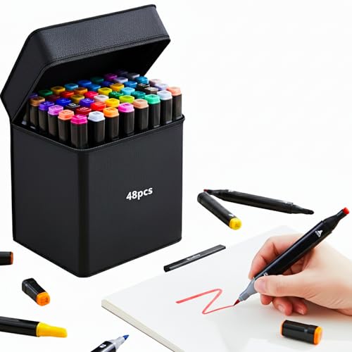 Image of Corslet 90 Pc Alcohol Markers : 60 & 30 Pcs Color Pens | Colour Marker Pen Art Markers Dual Tip Brush & Chisel Alcohol Based Markers for Drawing Sketching Adult Colouring & Illustration