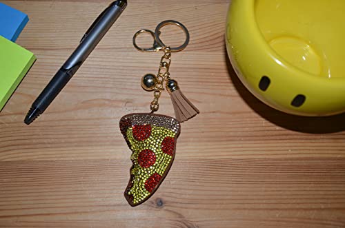 Popfizzy Bling Pizza Keychain for Girls and Women, Rhinestone Bag Charm, Pizza Gifts, Pizza Slice Purse Charm4