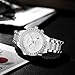 FANMIS Luxury Unisex Pave Floating Crystal Diamonds Calendar Digital Quartz Watch Luminous Pointer with Stainless Steel Link Bracelet