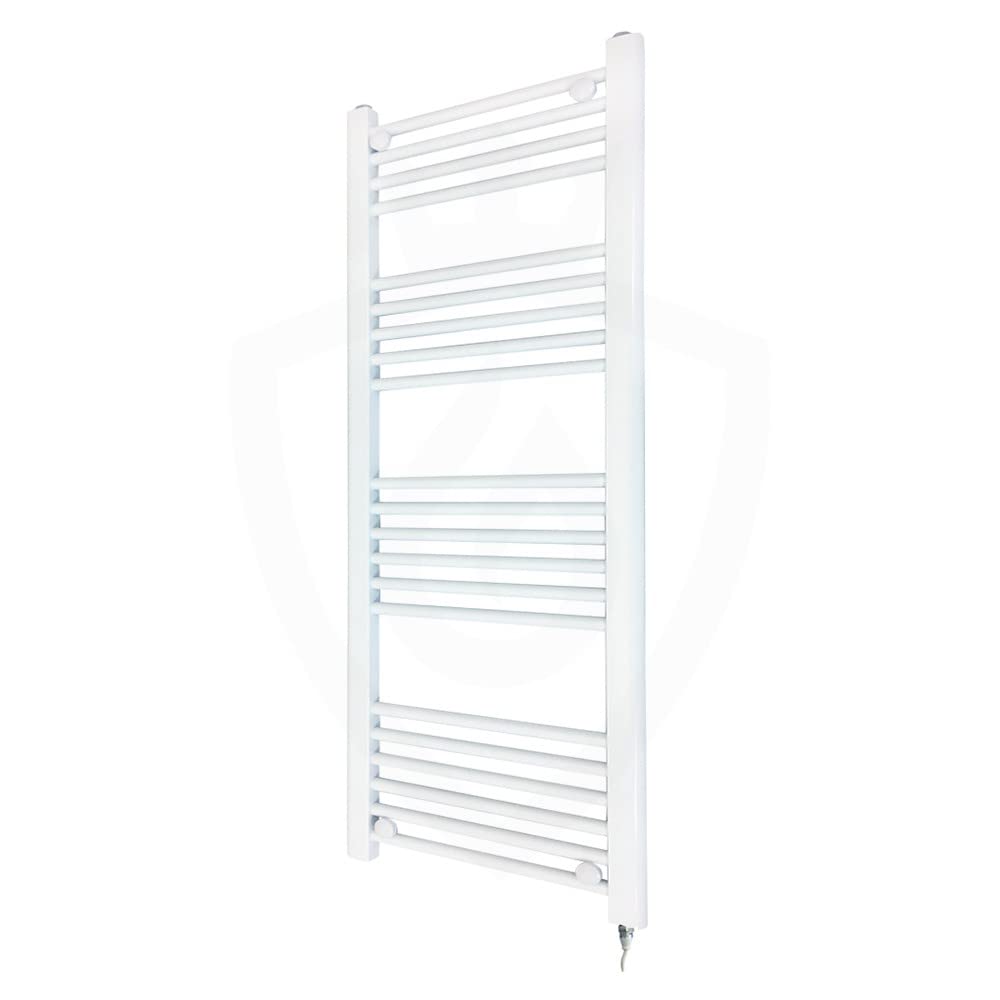 Straight White Electric Towel Rail Fixed Temp 300W Element 500mm x 1200mm