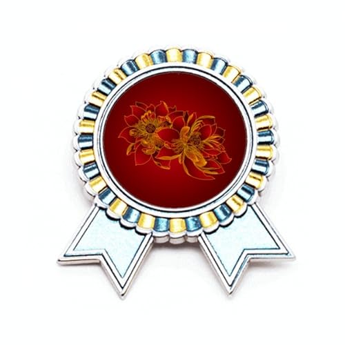 Broche fleur de lotus rouge en métal M au fini soigné pour une allure distinguée