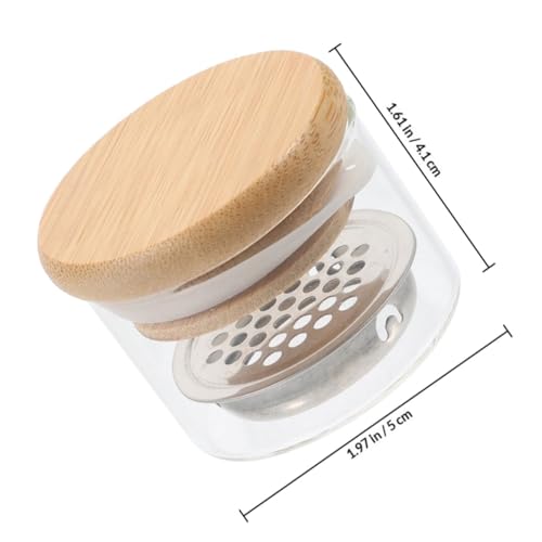 2 tazas de vidrio para manicura con tapa y malla acero miniatura 2