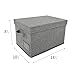 GRANNY SAYS Fabric Bins with Lids, Storage Baskets for Closet Organization, Decorative Storage Containers with Label Holder, Shelf Bins for Organizing Clothes, Dark Gray, 3-Pack