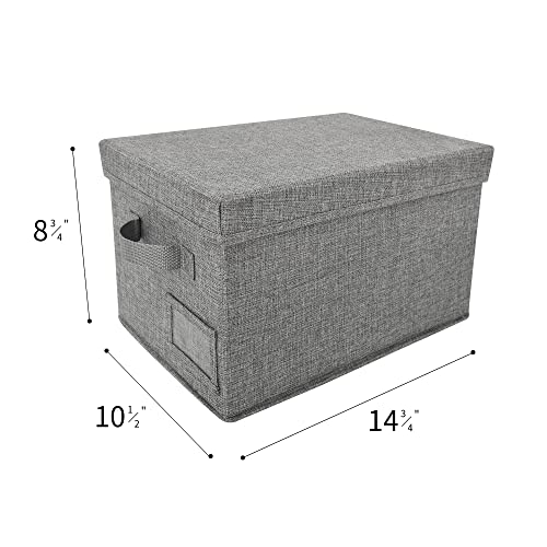Image of GRANNY SAYS Fabric Bins with Lids, Storage Baskets for Closet Organization, Decorative Storage Containers with Label Holder, Shelf Bins for Organizing Clothes, Dark Gray, 3-Pack