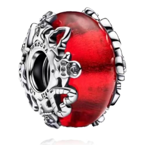 Amuefer Christmas Magic Murano Glass Charm Compatibili Bracciale Collana, Argento