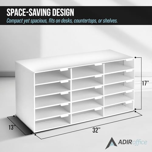 AdirOffice Cardboard Classroom Mailbox, and Office Mail Organizer with Name Slots, (15 Slot, White) - Thumbnail 2