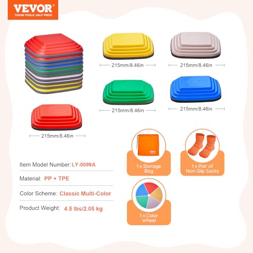 Image of VEVOR Balance Stepping Stones for Kids, 10 PCS, Up to 220 lbs, Non-Slip Toddlers Sensory Stepping Stones, Obstacle Course Coordination Game Toys Indoor or Outdoor Play for Children Aged 3 4 5 6 7 8+