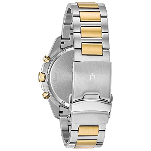 Image of Bulova Men's Marine Star Chronograph Quartz Two Tone Gold Stainless Steel Watch, Blue, Calendar, Luminous, 43mm Style: 98B230