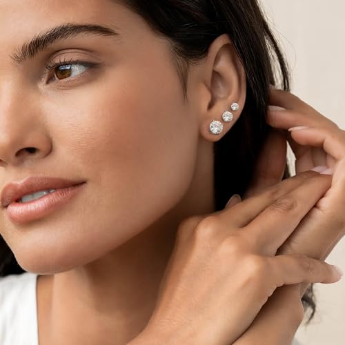 6 Pairs Hypoallergenic Silver Flat Back Earrings for Women - XWO9KDDQ - Image 3