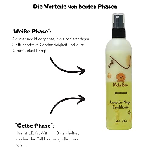 Moki Bär Leave-In-Pflege Conditioner für Hunde 200 ml I Mit wertvollem Arganöl aus Marokko I Für geschmeidiges Fell und Gute Kämmbarkeit I Made in Germany