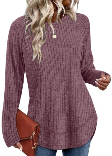 Image of WIHOLL Long Sleeve Shirts for Women Fall Sweaters Lightweight Trendy Tops