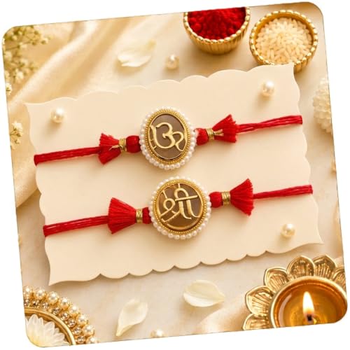 Image of CraftVatika Kundan Rakhi Set for Brother Set of 2, Designer Peacock Rakhi for Brother Boy Men, Premium Kalash Raki for Bhaiya, Traditional Rakshabandhan Rakhis with Best Wishes Card and Tillak Set