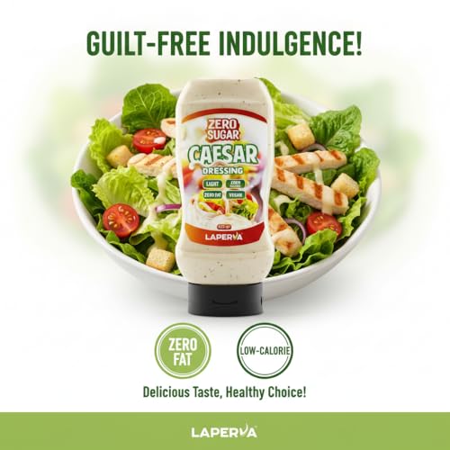 Laperva No Added Sugar Caesar Dressing, 425 ML, Zero Fat, Low Calorie, Vegan Friendly, Keto & Diet Suitable Salad Dressing