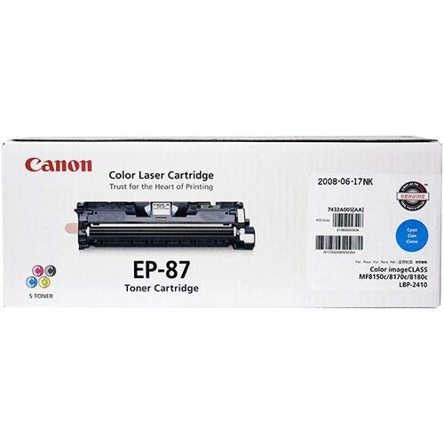 Canon Genuine Toner, Cartridge EP-87 Cyan (7432A005), 1 Pack, for Canon Color imageCLASS MF8170c, MF8180c Laser Printers