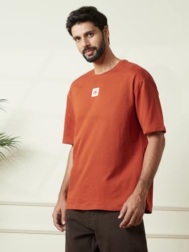Image of WROGN Men's 100% Cotton T-Shirt | Back Graphic Print | Oversized Fit
