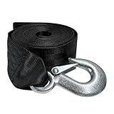 MTRPS Boat Trailer Winch Strap with Hook, 2' x 20' Strengthened Polyester Emergency Towing Rope, 10000 lbs Heavy Duty Hand Crank Strap Replacement for Towing Jet Ski Truck SUV ATV