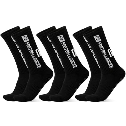 HCQC Football Socks, Football Socks 40-45 Non-Slip Grip Football Socks Non-Slip Football Socks for Men and Women, Non-Slip Grip Socks Football, black, 40-45