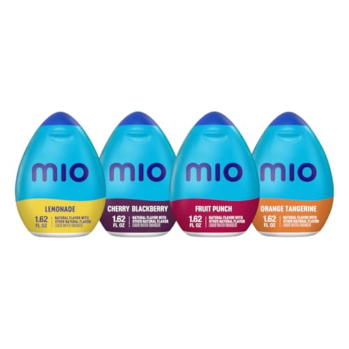 MiO Liquid Water Enhancer (Variety Pack) Orange Tangerine, Fruit Punch, Lemonade & Cherry Blackberry (Pack of 4)