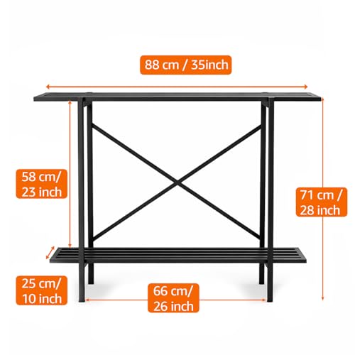 Image of Amazon Basics 2-Tier Fish Tank Stand | Heavy-Duty Metal Aquarium Rack | Adjustable Feet | Multi-Purpose Storage Shelf | Rust-Resistant Powder Coated Finish | Easy Assembly | Black | 88L x 29W x 74H cm