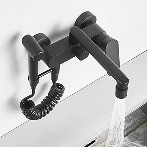 Robinet mural cuisine orientable pour évier familial laiton