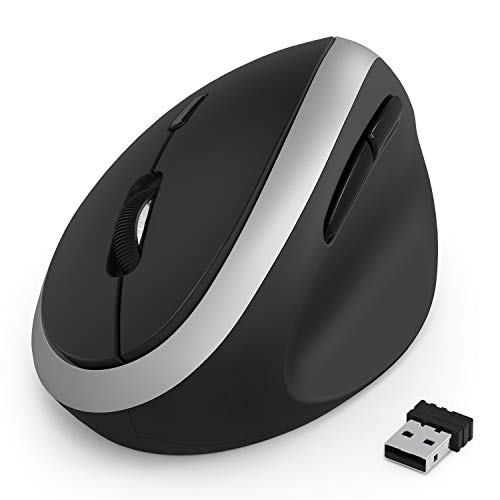 Wireless Vertical Mouse, Jelly Comb Wireless Mouse 2.4G High Precision Ergonomic Optical Mice 【 for Small Hands 】 (Black and Silver)