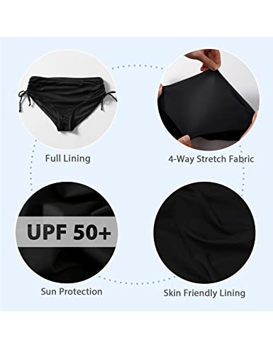 Bonneuitbebe Women's Bathing Suit Bottoms Full Coverage Bikini Bottoms Mid Waist Swimsuit Shorts Swim Briefs Black #TOP4