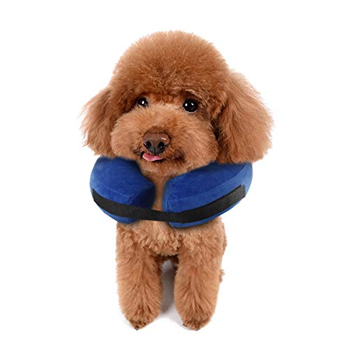 Protective Inflatable Dog Cone Collar,Comfortable Designed to Prevent Pets from Biting Scratching at Injuries, Stitches, Rashes Wounds,Adjustable Soft Pet Recovery Collar for Dogs or Cats (S)
