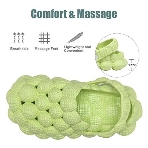 Kids Bubble Slides Shoes Garden Clogs, Boys Girls Cushioned Massage Golf Ball Slides Platform Comfortable Bubble Slipper Sandal Green #TOP2