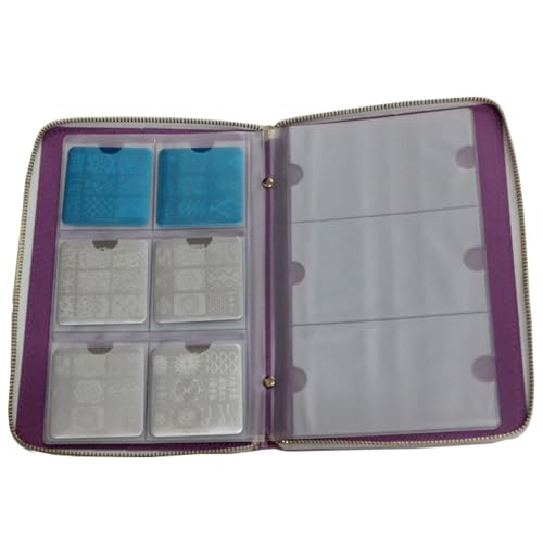 FingerAngel 72 compartimentos para estampagem, organizador holográfico, rosa, placas de unhas, capa