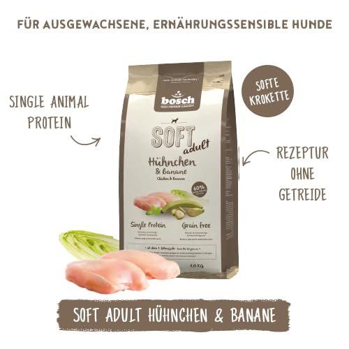bosch HPC SOFT Hühnchen & Banane | halbfeuchtes Hundefutter für ausgewachsene Hunde aller Rassen | Single Protein | grain-free | 1 x 12.5 kg