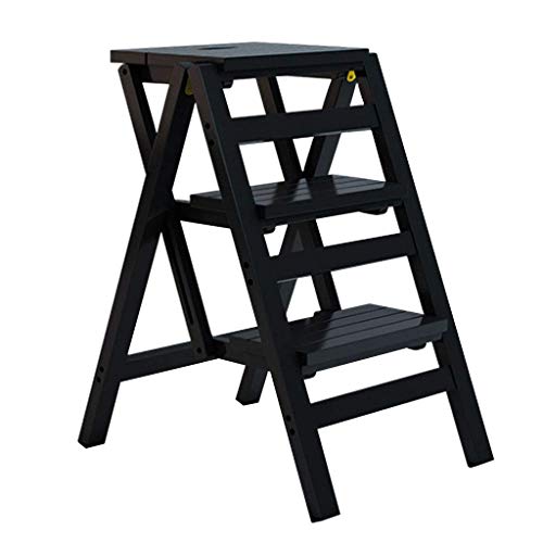 Taburete de paso plegable de 3 pasos y silla multifuncional portátil de madera 2