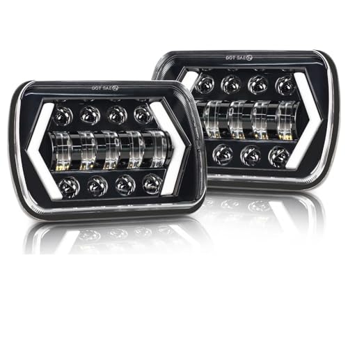 Phare LED 7x6 Pouces Hi-Lo Faisceau Carré pour Wrangler YJ et Cherokee XJ (2 Pcs)