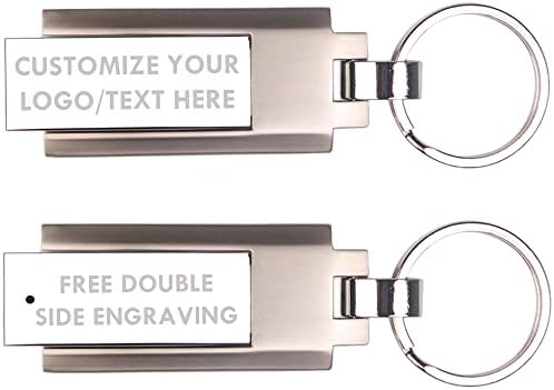 Custom Metal Rotating USB Flash Drive Keychain Memory Stick Engraved Free 16GB