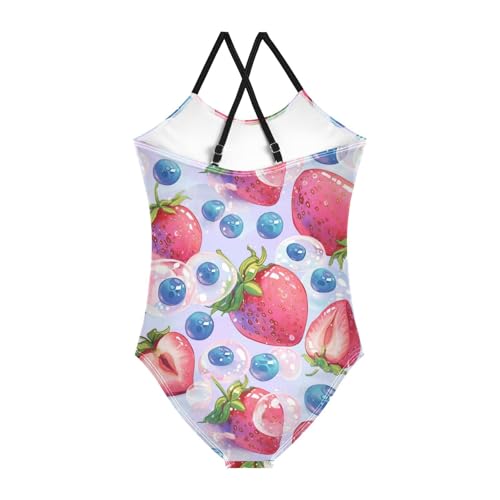 Strawberries Girls One Piece Swimsuits Sport Halter Swimwear Beach Bathing Suit 3T2