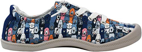 Skechers Bobs Women's Beach Bingo-Dog House Party Sneaker Navy/Multi 8.5 Wide #TOP5