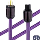Audiophile HiFi Audio Power Cable, 12AWG 7N OCC US AC Mains Supply Power Cord, 24K Gold Plated 3-Pro