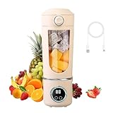 Smoothie Maker to Go, 700ml Tragbarer Mixer, Portable Blender mit 12-Klingen Edelstahl, Mini Mixer für Shakes, USB Standmixer Klein für Fitnessstudio, Büro, Camping, Reisen(1500 mAh, Beige)